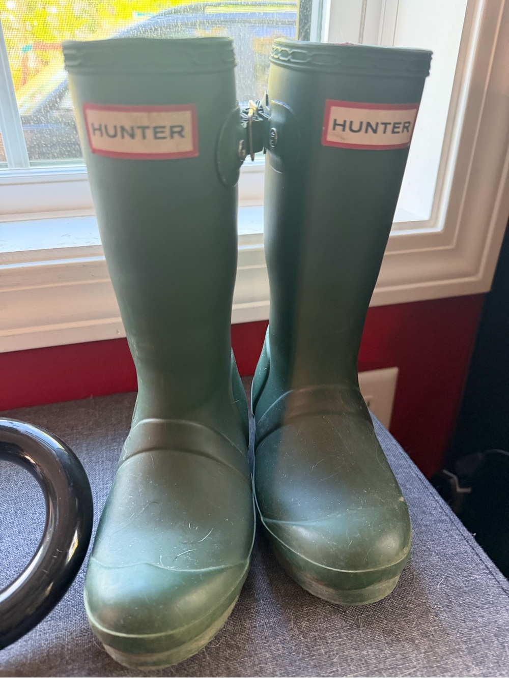 Hunter Black Boot with Red Interior Lining